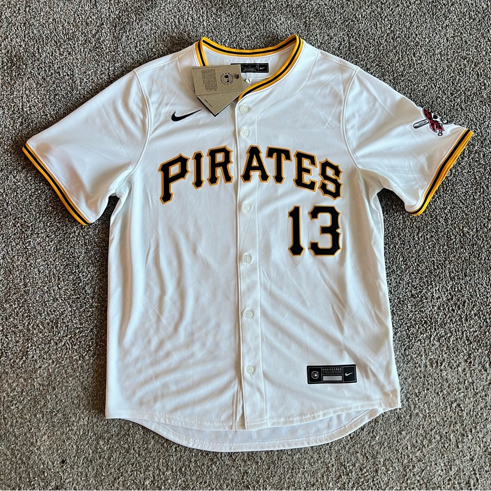 Nike Adult Pittsburgh Pirates Ke’Bryan Hayes #13 White Jersey Limited Medium MLB